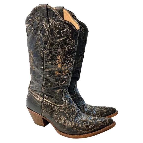 Corral Shoes - CORRAL Embroidered Goat Leather Lizard Inlay Western Boots
